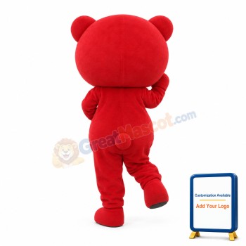 Pink Belly Cute Red Bear Mascot Costume