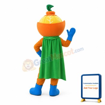 Pumpkin Superman With Green Cloak Mascot Costume
