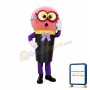 Cartoon Pink Ice Cream With Tie Mascot Costume