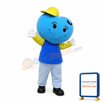 Blue Heart Shaped Head Doll Mascot Costume