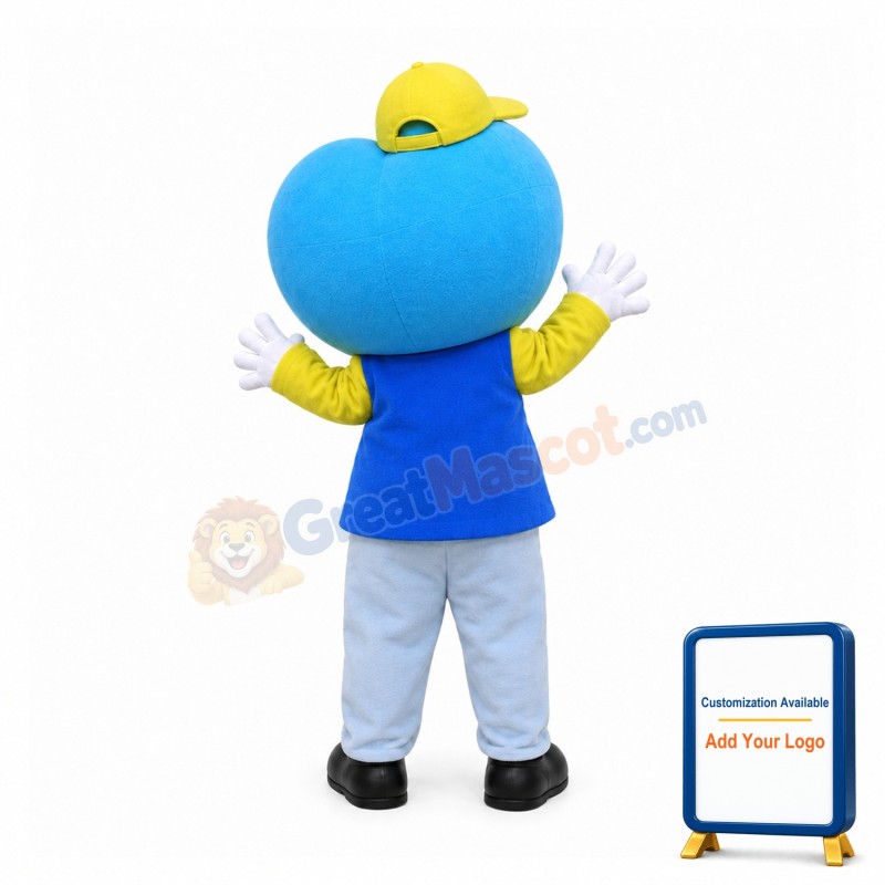 Blue Heart Shaped Head Doll Mascot Costume