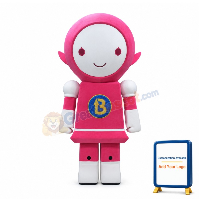 Square Body Pink Robot Mascot Costume