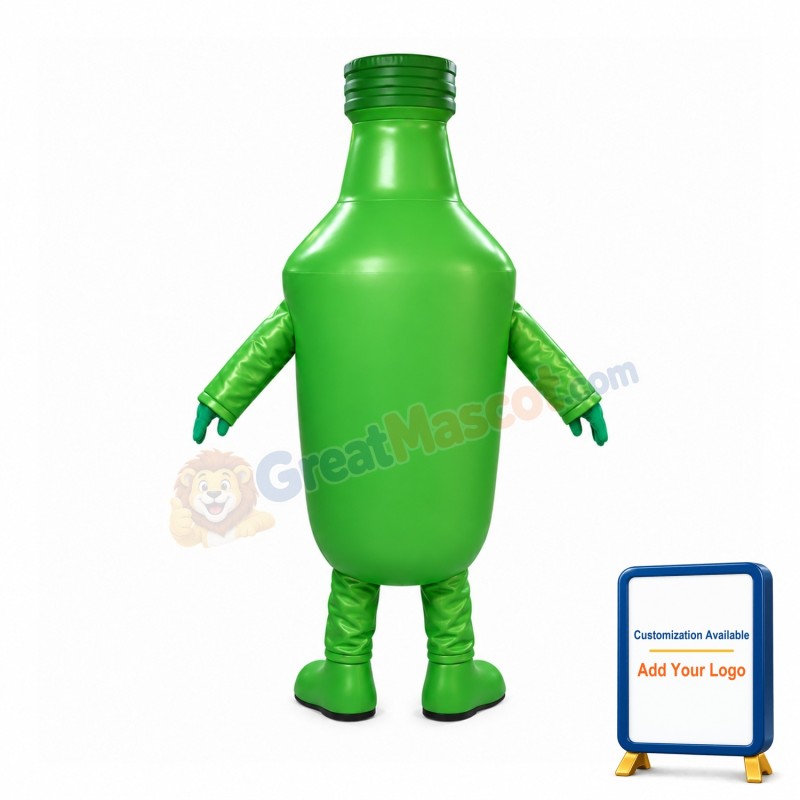Green Cartoon Sake Bottle Mascot Costume