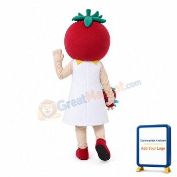 Wearing White Dress Tomato Girl Mascot Costume