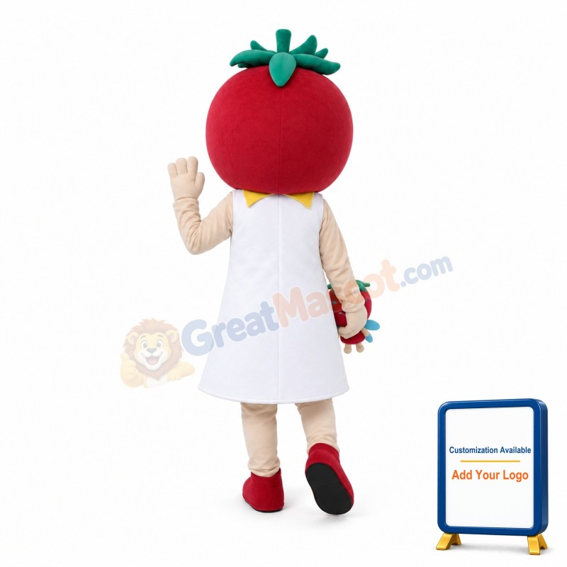 Wearing White Dress Tomato Girl Mascot Costume