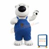 Fat White Bear With Overalls Mascot Costume
