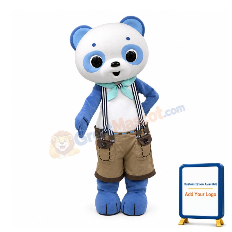 Tall Bear With Suspender Shorts Mascot Costume