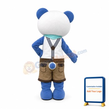 Tall Bear With Suspender Shorts Mascot Costume