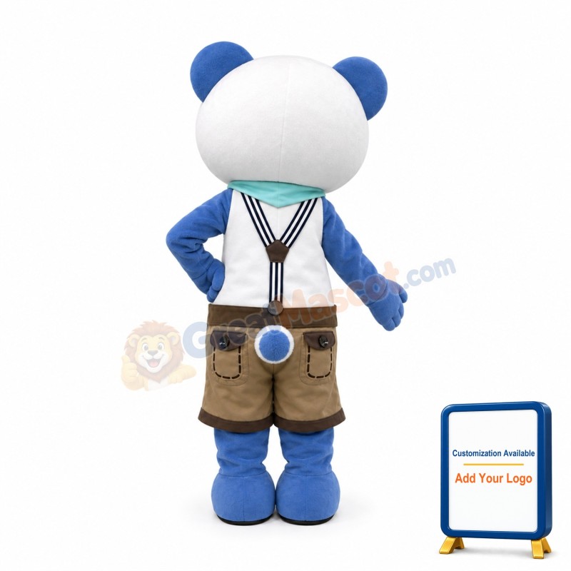 Tall Bear With Suspender Shorts Mascot Costume