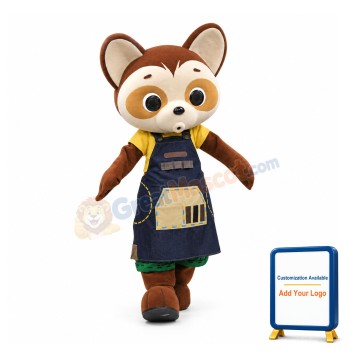 Brown Bear In Strap Dress Mascot Costume