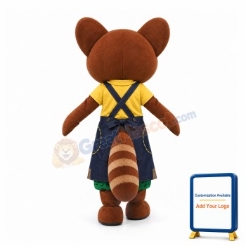 Brown Bear In Strap Dress Mascot Costume