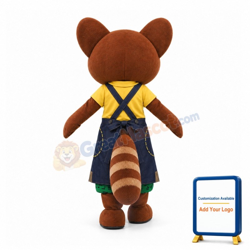 Brown Bear In Strap Dress Mascot Costume