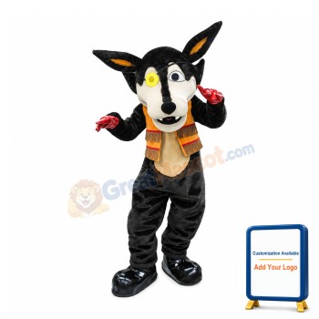 Black Wolf With Blindfold Mascot Costume