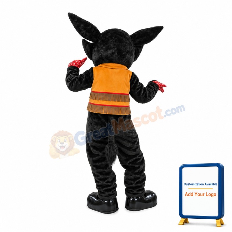 Black Wolf With Blindfold Mascot Costume