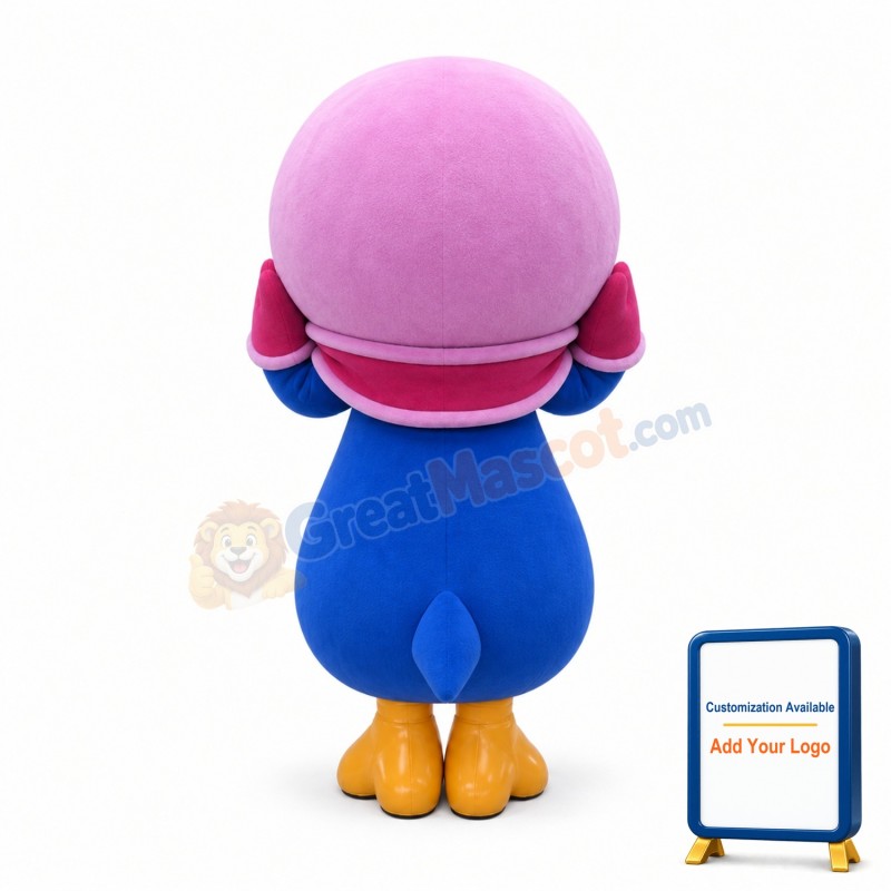 Little Penguin With Purple Hat Mascot Costume
