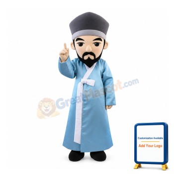 Ancient Master With Blue Robe Mascot Costume