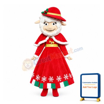 Eleghant Sheep Wearing Christmas Dress Mascot Costume