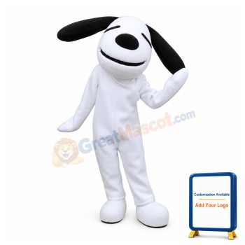 Long Ears Smirking White Dog Mascot Costume