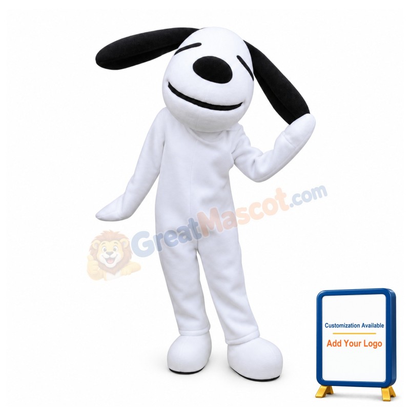 Long Ears Smirking White Dog Mascot Costume