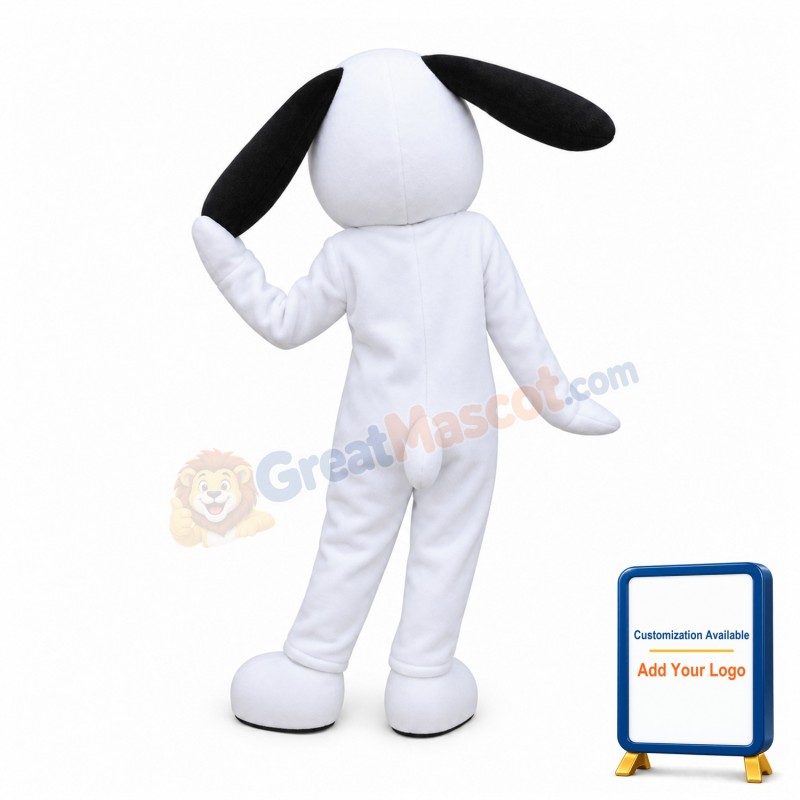 Long Ears Smirking White Dog Mascot Costume