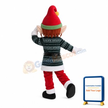 Big Nose Elf With Christmas Hat Mascot Costume