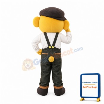 Saluting Yellow Bear Mascot Costume
