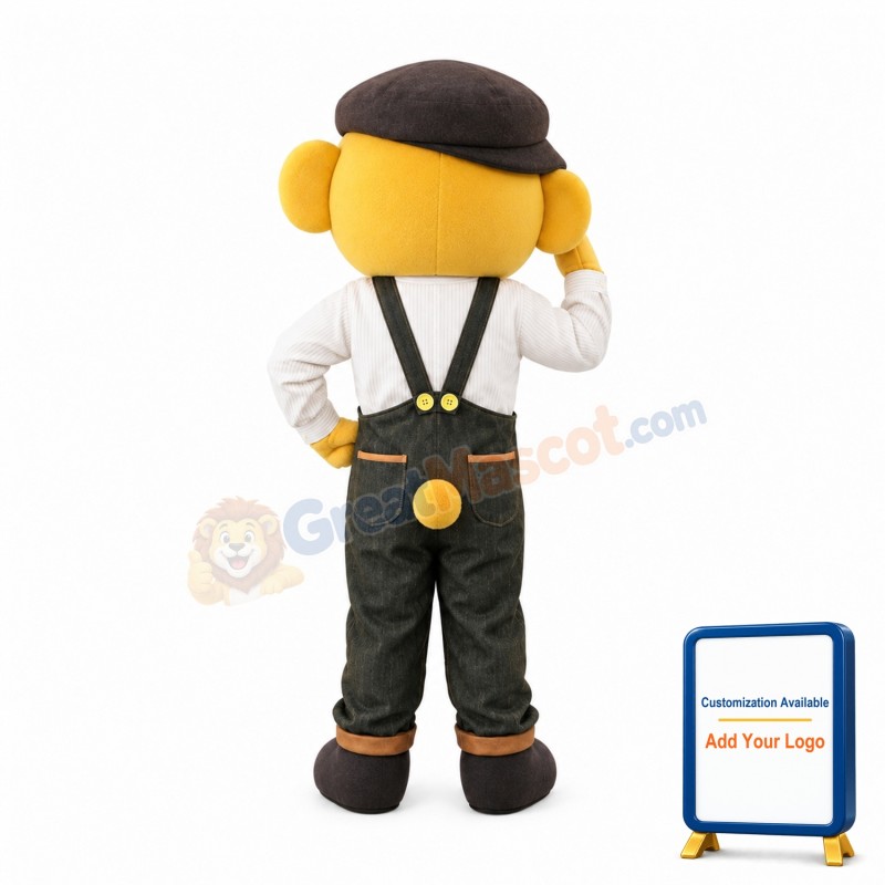 Saluting Yellow Bear Mascot Costume