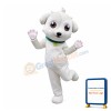 White Dog With Green Collar Mascot Costume