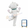 White Dog With Green Collar Mascot Costume