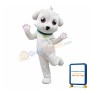 White Dog With Green Collar Mascot Costume