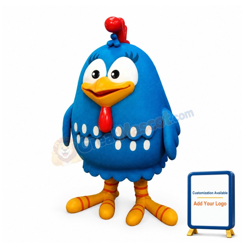 Round Body Blue Bird Mascot Costume
