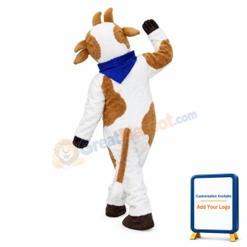 White Cow With Tongue Out Mascot Costume