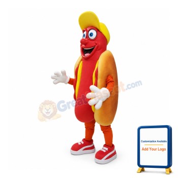 Hot Dog With Red Sports Shoes Mascot Costume
