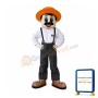 Simple Farmer With Orange Hat Mascot Costume