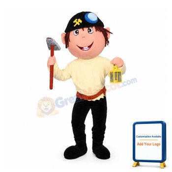Adult Miner Holding Tools Mascot Costume