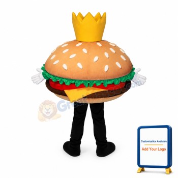 Cartoon Crown Hamburger Mascot Costume