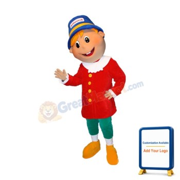 Gold Hair Little Boy With Blue Hat Mascot Costume