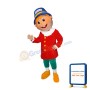 Gold Hair Little Boy With Blue Hat Mascot Costume