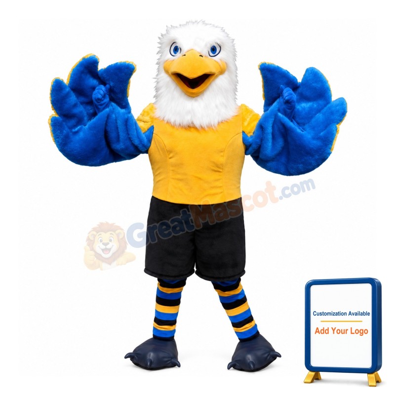 Powerful Eagle With Blue Wings Mascot Costume