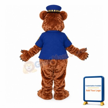 City Police Brown Bear In Uniform Mascot Costume