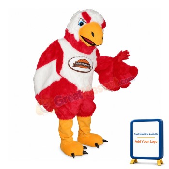 Long Fur Red & White Eagle Mascot Costume