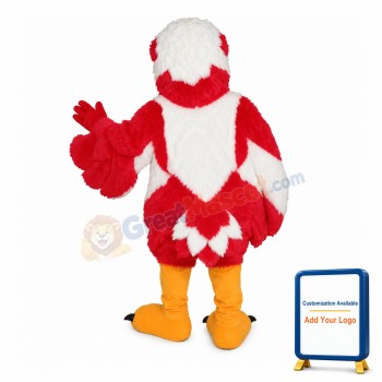 Long Fur Red & White Eagle Mascot Costume