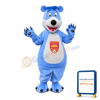 Pleasant Cute Blue Bear Mascot Costume