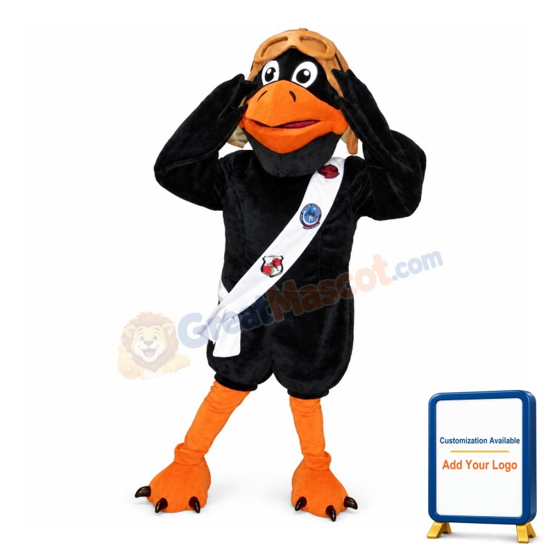 Unisex Black Eagle With Flying Cap Mascot Costume