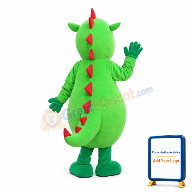 Special Look Big Belly Green Dinosaur Mascot Costume