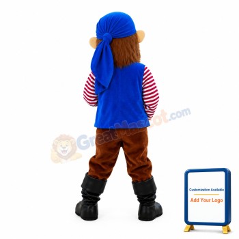 Greedy One-eyed Pirate With Blue Scarf Mascot Costume