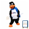 Adult Fancy Black Bird With Blue Scarf Mascot Costume