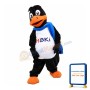 Adult Fancy Black Bird With Blue Scarf Mascot Costume