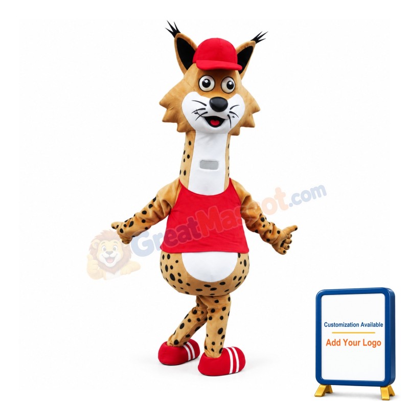 Strange Look Funny Giraffe With Red Top Mascot Costume