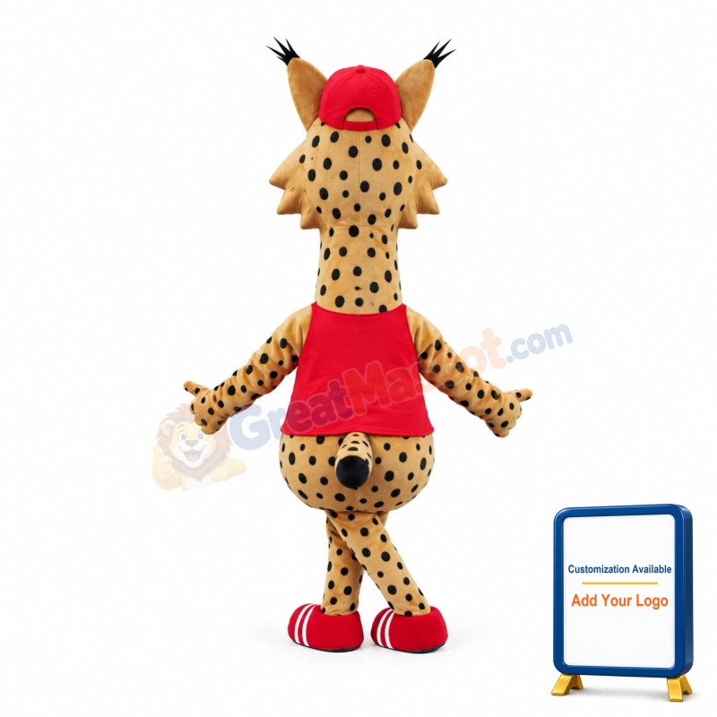 Strange Look Funny Giraffe With Red Top Mascot Costume